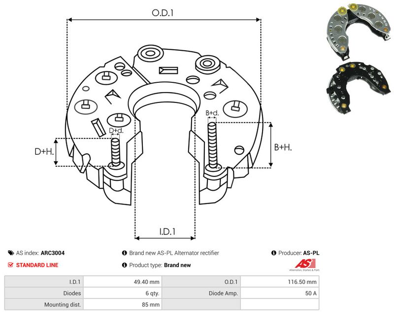 AS-PL ARC3004 Rectifier, alternator