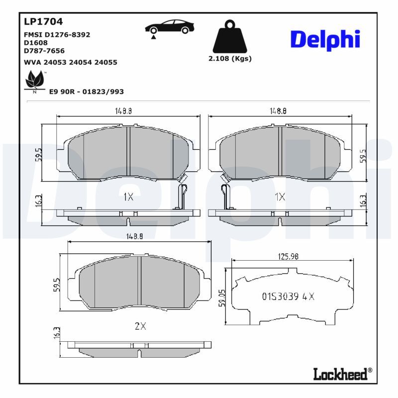 Piduriklotsi komplekt, ketaspidur, DELPHI LP1704
