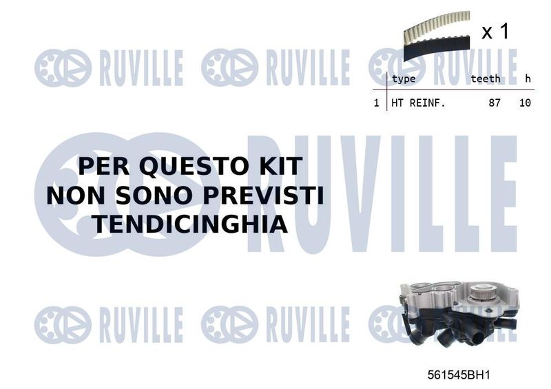 RUVILLE Vízpumpa + fogasszíj készlet 55B0053