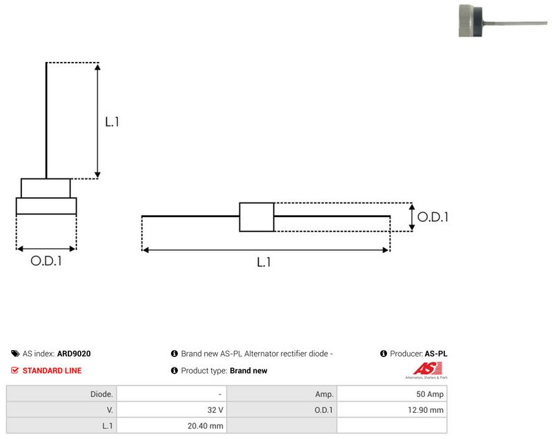 AS-PL ARD9020 Rectifier, alternator
