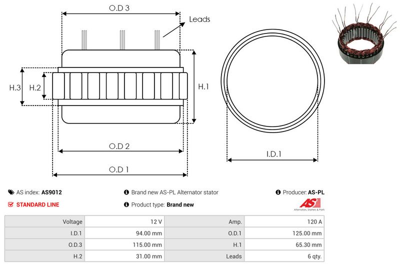 Staator, generaator, AS-PL AS9012