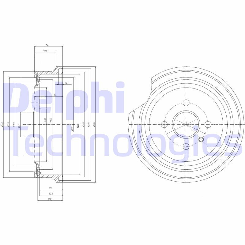 DELPHI OPEL гальмівний барабан задній ASTRA G,H