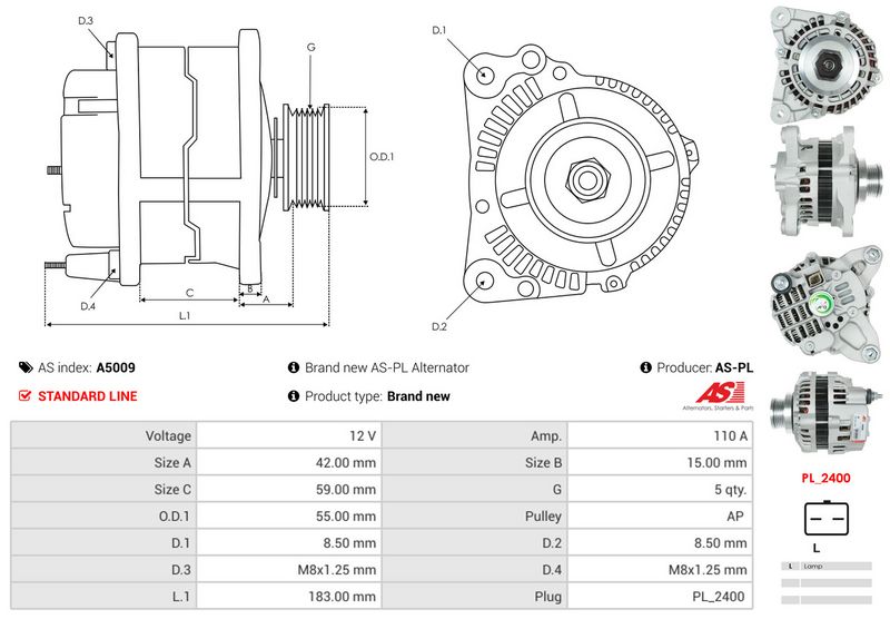 AS-PL A5009 Alternator