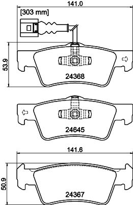 Комплект гальмівних накладок, дискове гальмо, Hella Pagid 8DB355013-841