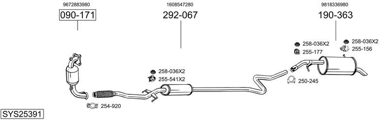 BOSAL kipufogórendszer SYS25391