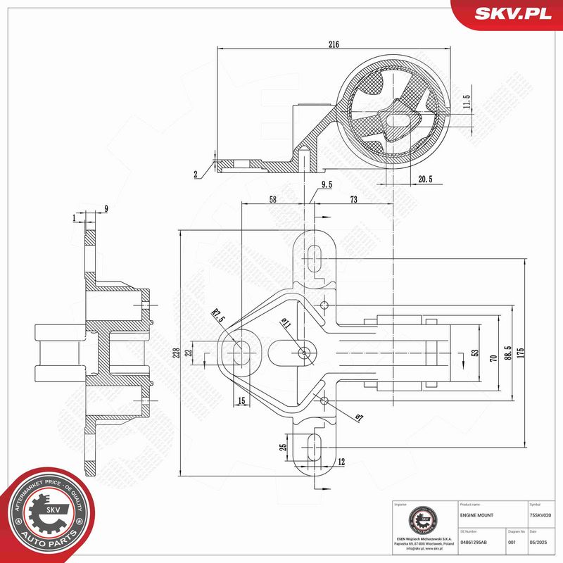 ESEN SKV 75SKV020 Mounting, engine