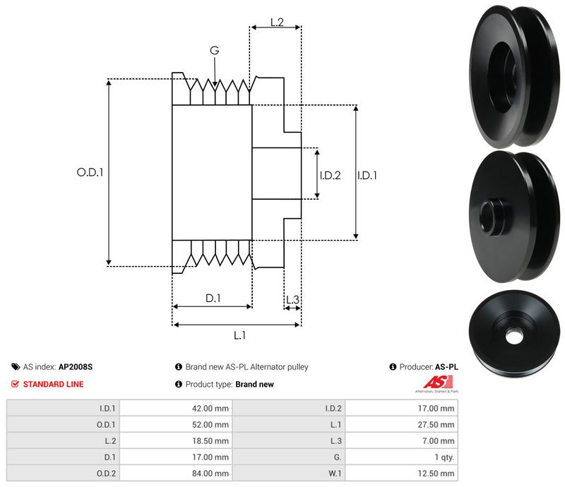 Rihmaratas, generaator, AS-PL AP2008S