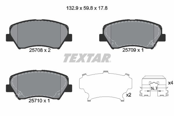 TEXTAR fékbetétkészlet, tárcsafék 2570801