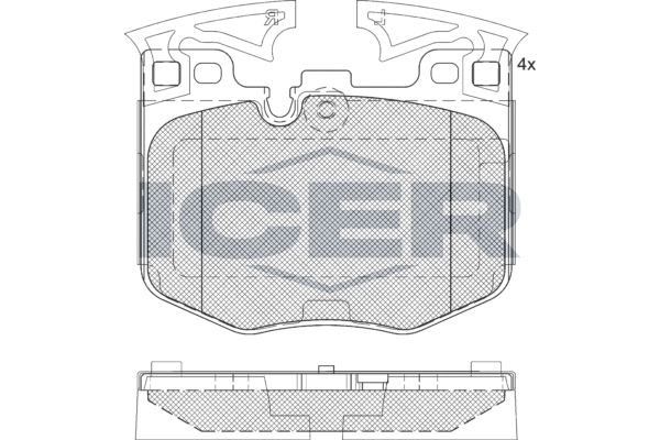 Комплект гальмівних накладок, дискове гальмо, Icer 182280