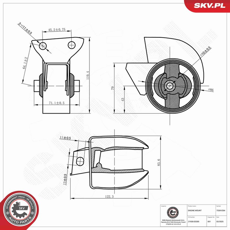 Paigutus, Mootor, ESEN SKV 75SKV264