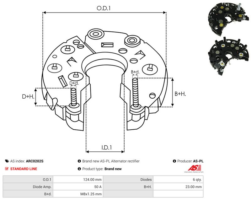 AS-PL ARC0202S Rectifier, alternator