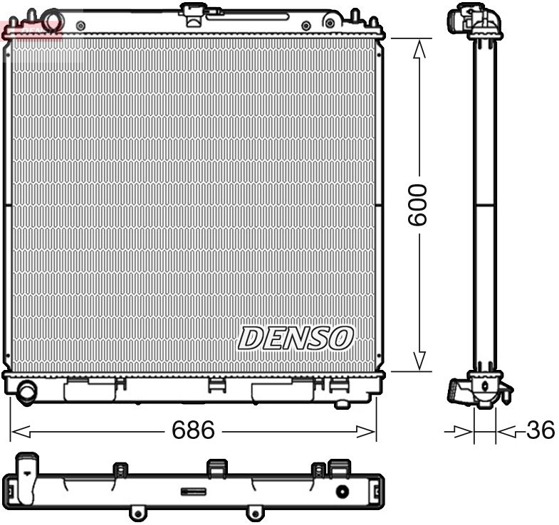 Радіатор, система охолодження двигуна, Denso DRM46041