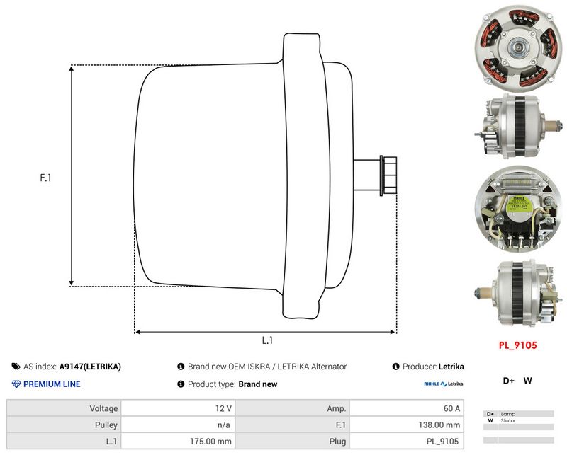 Generaator, AS-PL A9147(LETRIKA)