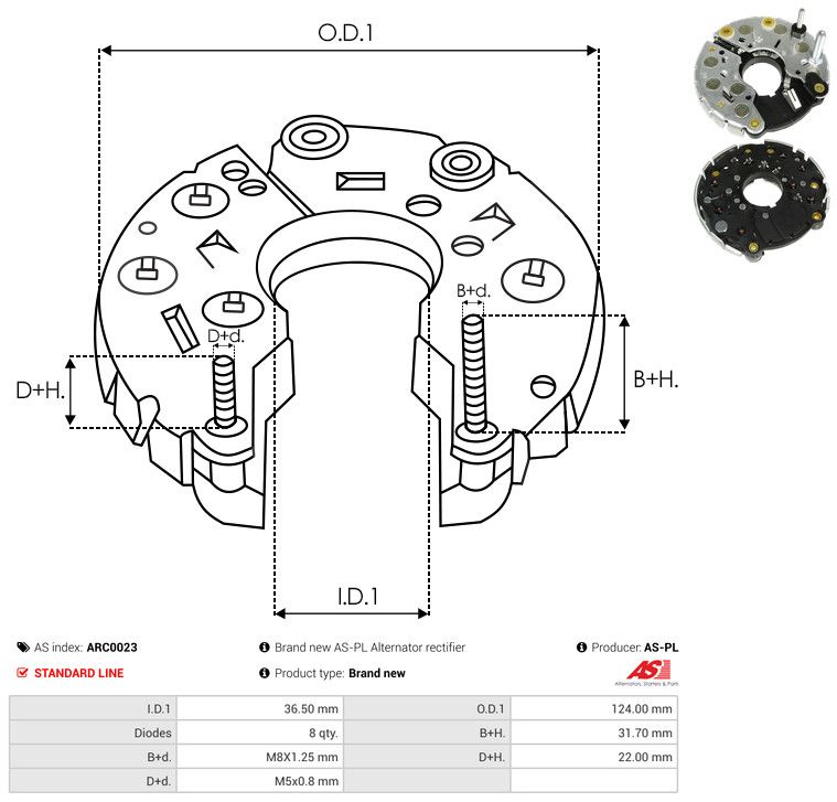 AS-PL ARC0023 Rectifier, alternator