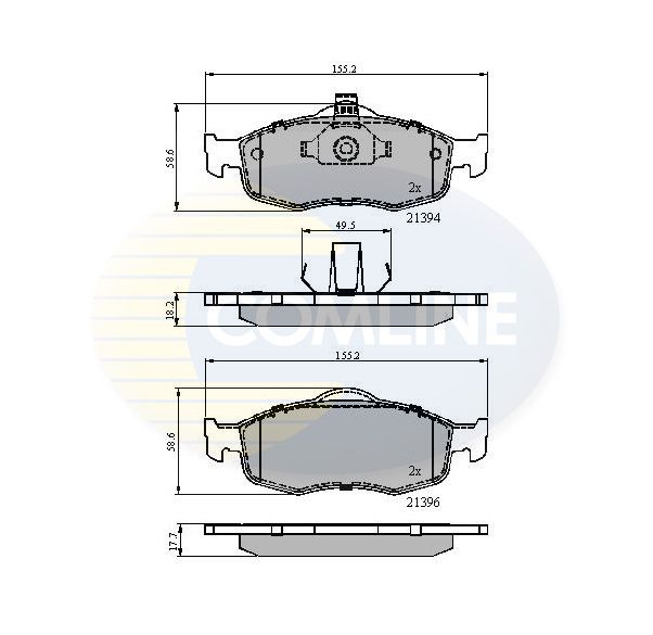 Комплект гальмівних накладок, дискове гальмо, Comline CBP0514