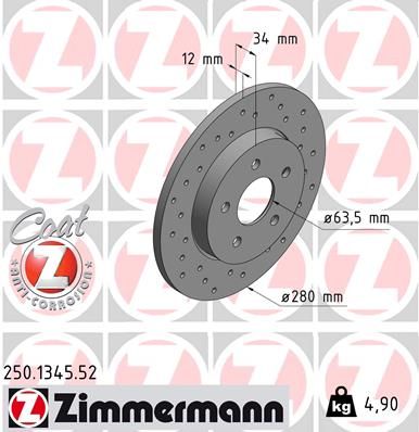 Гальмівний диск, Zimmermann 250.1345.52