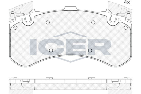 Комплект гальмівних накладок, дискове гальмо, Icer 182070