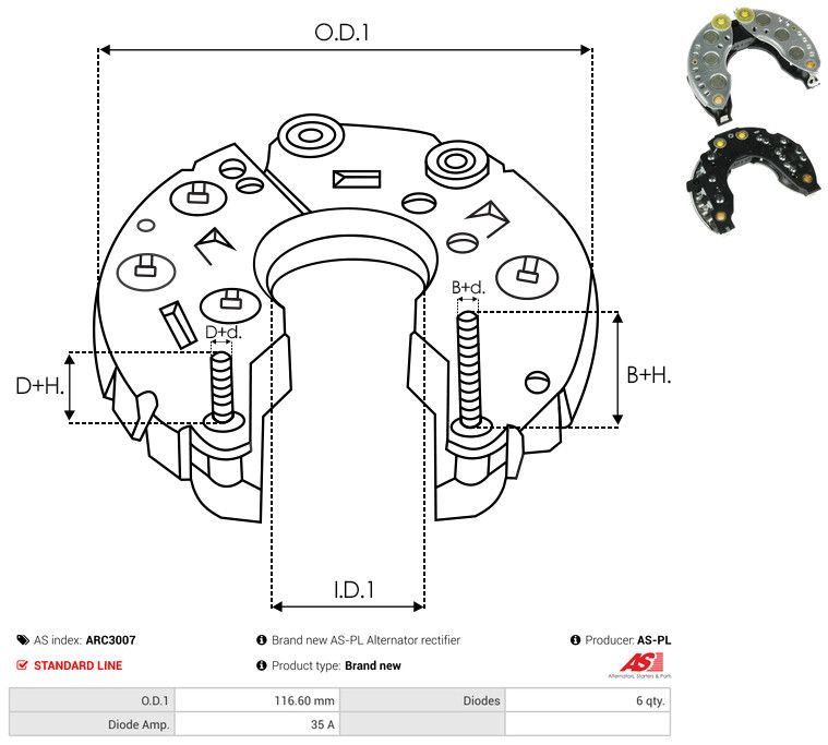 AS-PL ARC3007 Rectifier, alternator