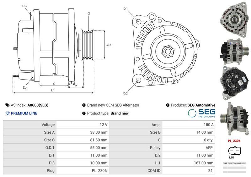 AS-PL A0668(SEG) Alternator