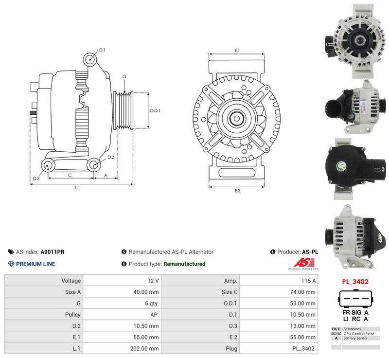 Generaator, AS-PL A9011PR