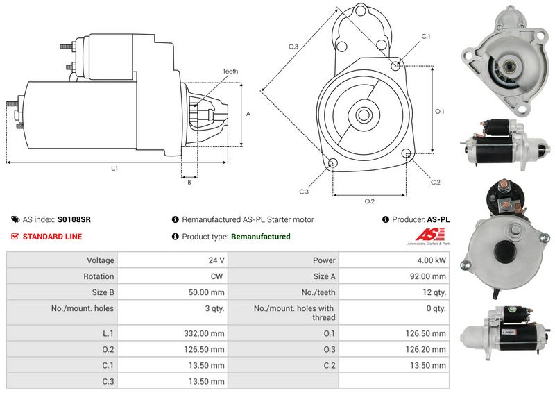 AS-PL S0108SR Starteris