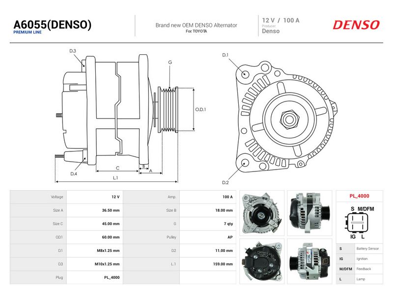 Generaator, AS-PL A6055(DENSO)