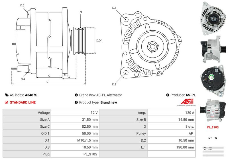AS-PL A3487S Alternator