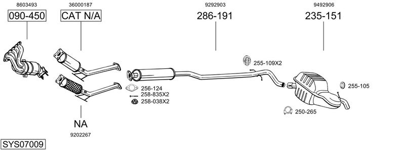 BOSAL kipufogórendszer SYS07009