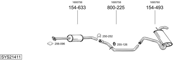 BOSAL kipufogórendszer SYS21411