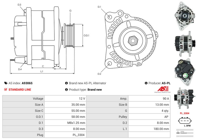 AS-PL A9306S Alternator