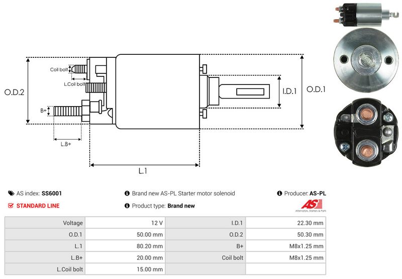 Magnetlülitus, starter, AS-PL SS6001