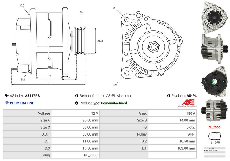 AS-PL A3117PR Alternator