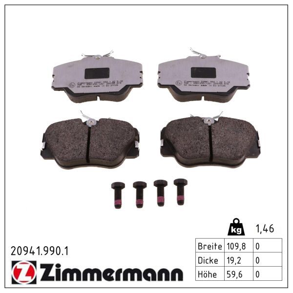 комплект спирачно феродо, дискови спирачки ZIMMERMANN