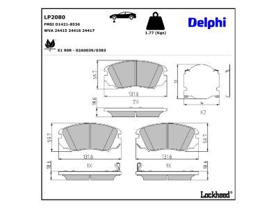 DELPHI LP2080 Diskinių stabdžių kaladėlių komplektas