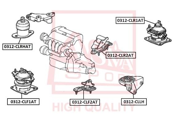 ПОДУШКА КОРОБКИ СКОРОСТ ПЕРЕДНЯЯ AT (HONDA ACCORD CLCNCM 2002-2008) AKITAKA 0312CLF2AT