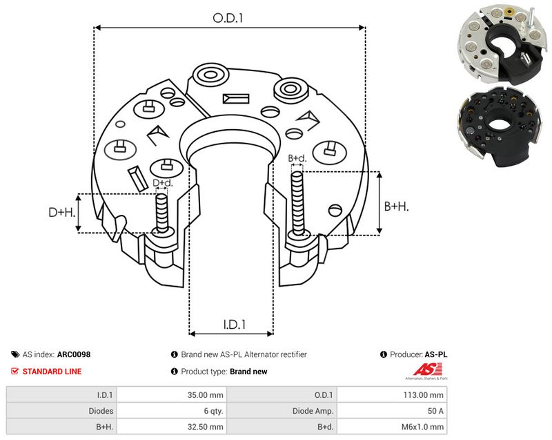 AS-PL ARC0098 Rectifier, alternator