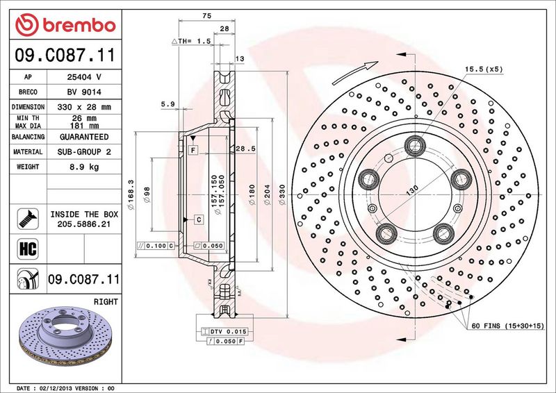 BREMBO 09.C087.11 Brake Disc