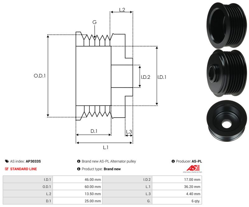 AS-PL AP3033S Belt Pulley, alternator