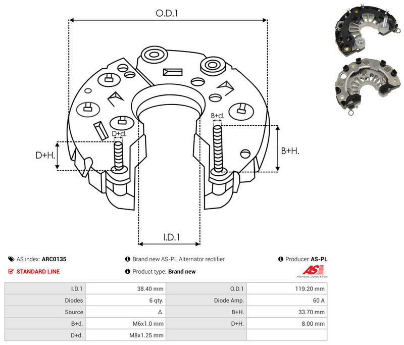 AS-PL ARC0135 Rectifier, alternator