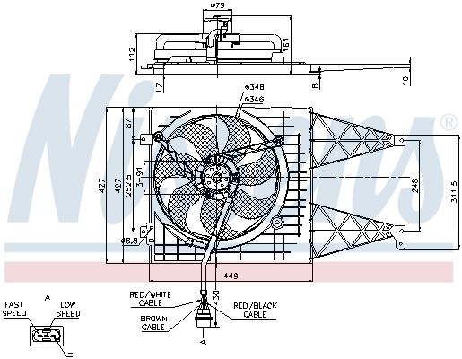 Вентилятор, система охолодження двигуна, AUDI,SEAT,SKODA, VW, Nissens 85249