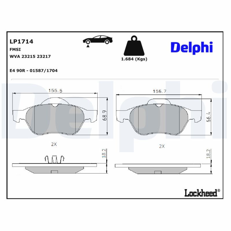 Piduriklotsi komplekt, ketaspidur, DELPHI LP1714