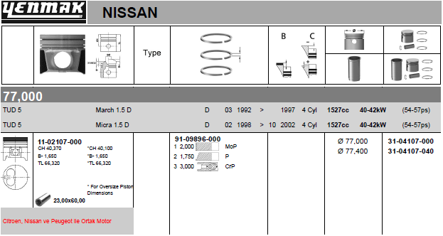 YENMAK 31-04107-000 Piston
