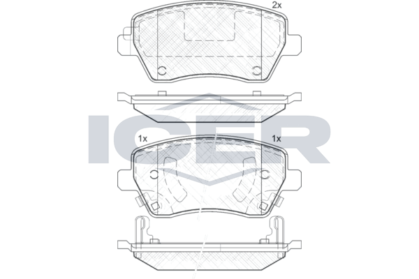 Комплект гальмівних накладок, дискове гальмо, Icer 182019