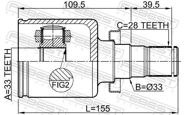 FEBEST 3511-SX11LH Joint Kit, drive shaft