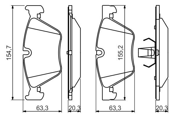 Комплект гальмівних накладок, дискове гальмо BOSCH 0986494705