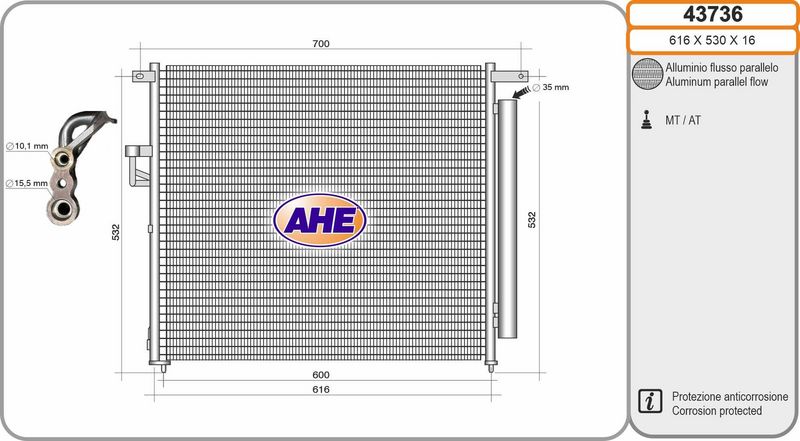 43736 AHE Condensatore, climatizzatore 