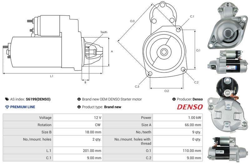 AS-PL S6199(DENSO) Starter