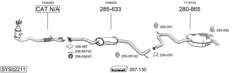 BOSAL kipufogórendszer SYS02211