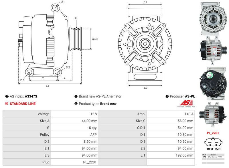 AS-PL A3347S Alternator