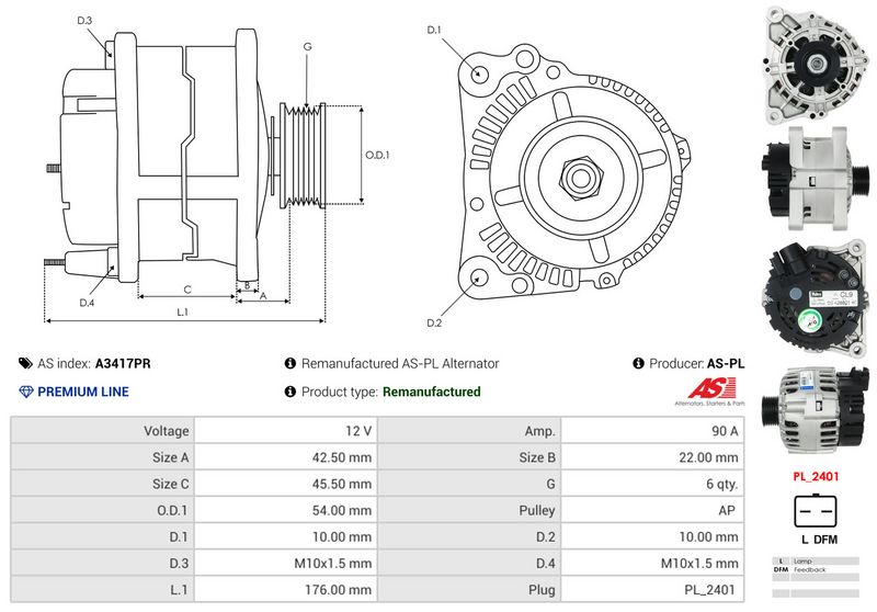 AS-PL A3417PR Alternator